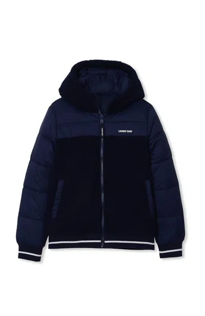 Lands' End Kids Water Resistant Reversible Jacket In Blue