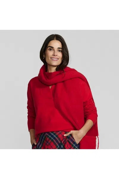 Lands' End Women's Cashtouch Deep V-neck Sweater In Red