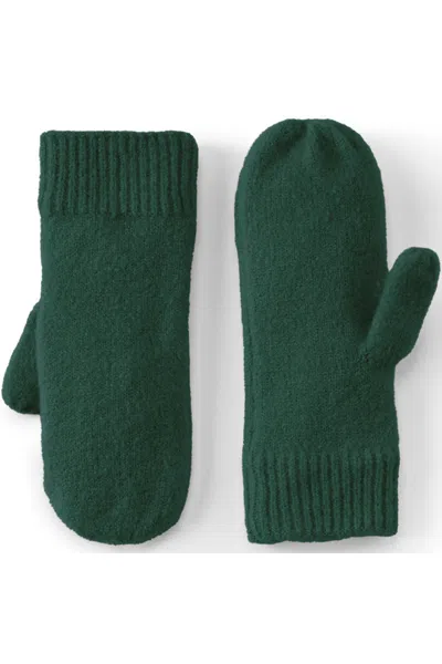 Lands' End Women's Cashtouch Knit Mittens In Green