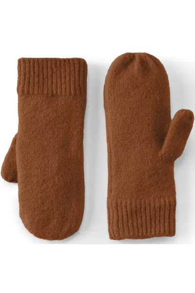Lands' End Women's Cashtouch Knit Mittens In Brown
