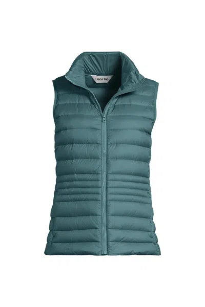 Lands' End Women's Plus Size Wanderweight Packable Down Vest In Blue