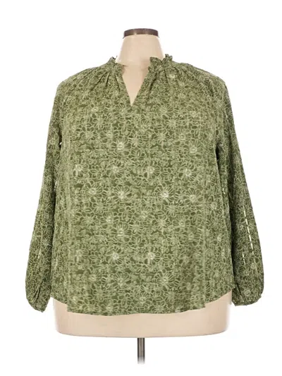 Pre-owned Lane Bryant 3/4 Sleeve Blouse In Green