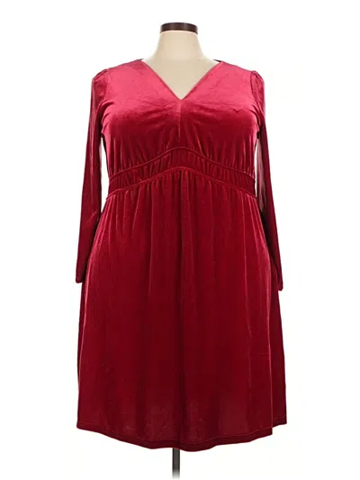 Pre-owned Lane Bryant Casual Dress In Burgundy