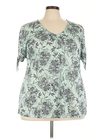 Pre-owned Lane Bryant Short Sleeve Blouse In Green
