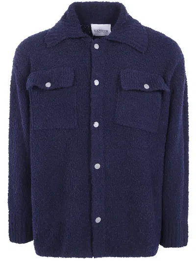 Laneus Knitte Overshirt Boxy Fit Man In Blue