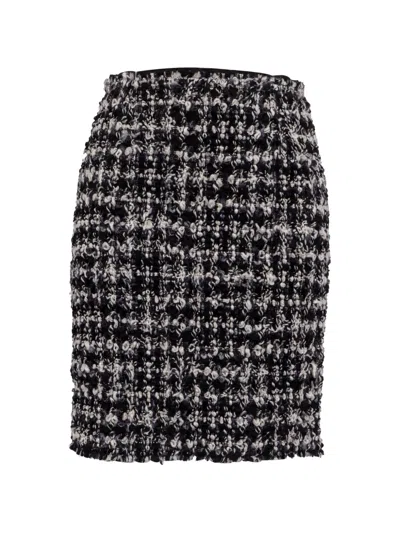 Pre-owned Lanvin 2011 Bouclé Tweed Skirt In Black