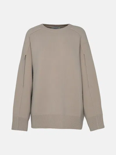Lanvin Black Cashmere Blend Sweater In Cream