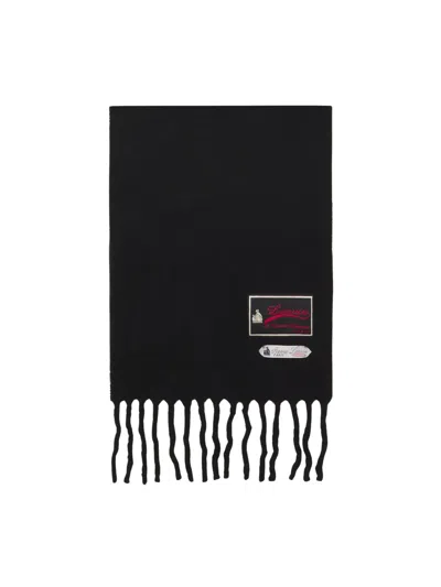 Lanvin Black Knitted Fringed Alpaca Scarf