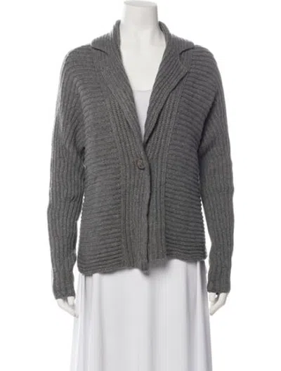 Pre-owned Lanvin Cashmere Open Front Sweater In Grey