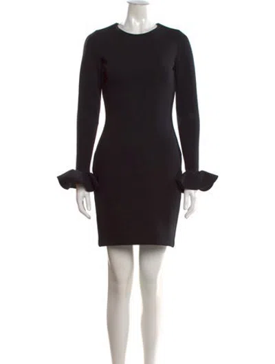 Pre-owned Lanvin Crew Neck Mini Dress In Black