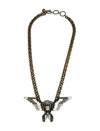 Pre-owned Lanvin Crystal Eagle Pendant Necklace, 28.5" In Multicolor
