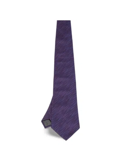 Pre-owned Lanvin Diagonal Striped Tie In Purple
