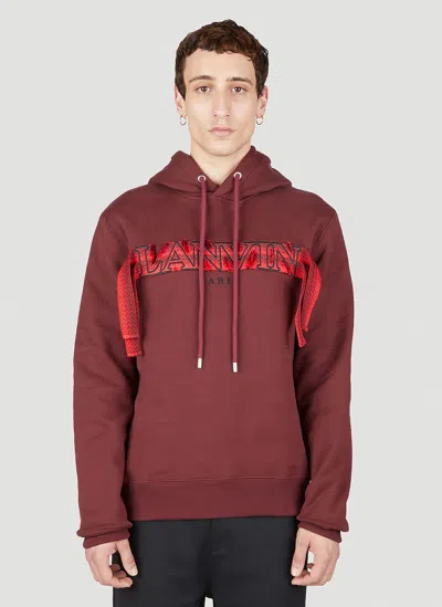 Lanvin Embroidered Logo Hooded Sweatshirt In Red