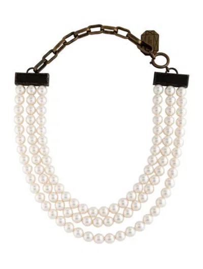 Pre-owned Lanvin Faux Pearl Multistrand Chain Necklace, 20", 20" In Multicolor