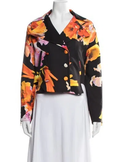 Pre-owned Lanvin Floral Print Blazer In Black