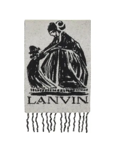 Lanvin Gray Fluffy Melange Virgin Wool Scarf In Grey