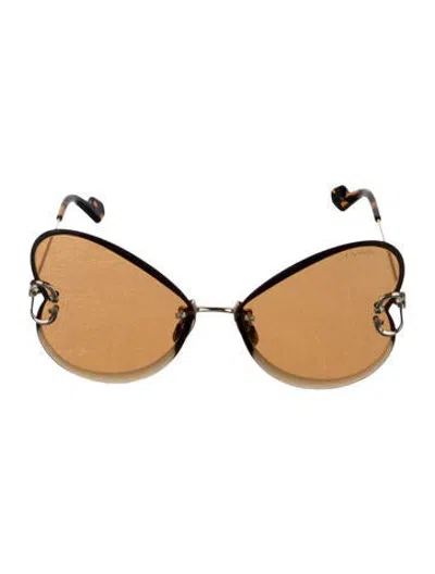 Pre-owned Lanvin Heart Tinted Sunglasses In Gold