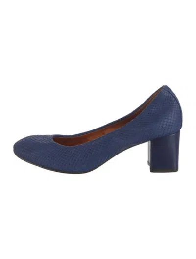 Pre-owned Lanvin Leather Animal Print Pumps In Blue