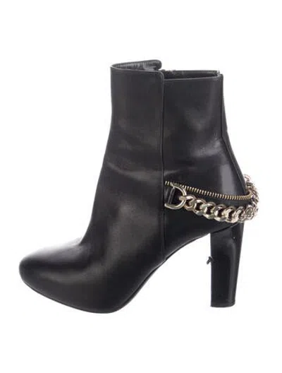 Pre-owned Lanvin Leather Chain-link Accents Boots In Black