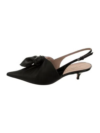 Pre-owned Lanvin Leather Slingback Pumps In Black