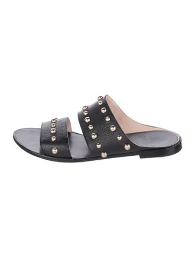 Pre-owned Lanvin Leather Studded Accents Slides In Black