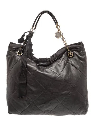 Pre-owned Lanvin Leather Tote Vintage In Black