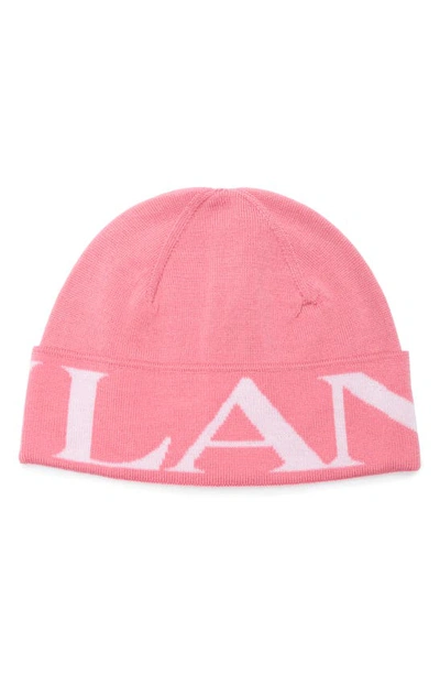 Lanvin Logo Wool Beanie In Pink
