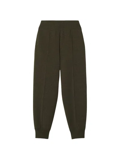 Lanvin Logo-patch Knitted Track Pants In Green