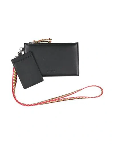 Lanvin Man Pouch Black Size - Calfskin, Zamak