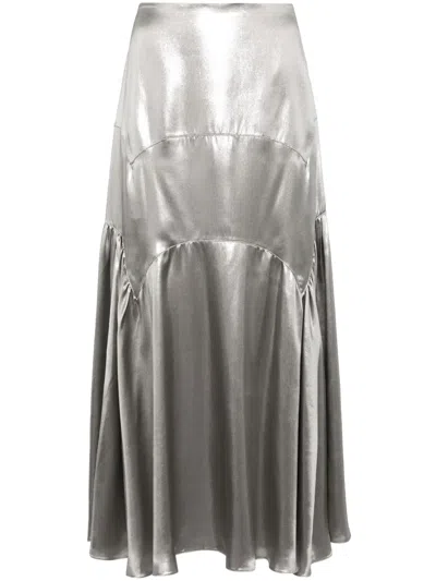 Lanvin Metallic Long Skirt In Silver