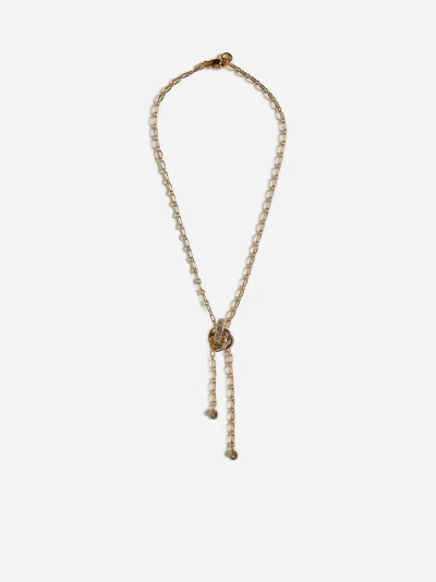 Lanvin Paris Link Pendant Chain Necklace In Gold,crystal