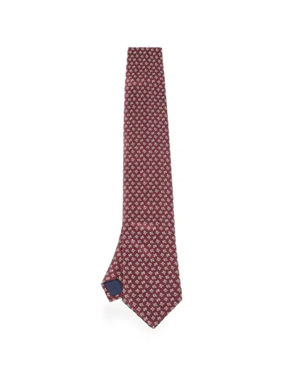 Pre-owned Lanvin Printed Silk Tie In Red