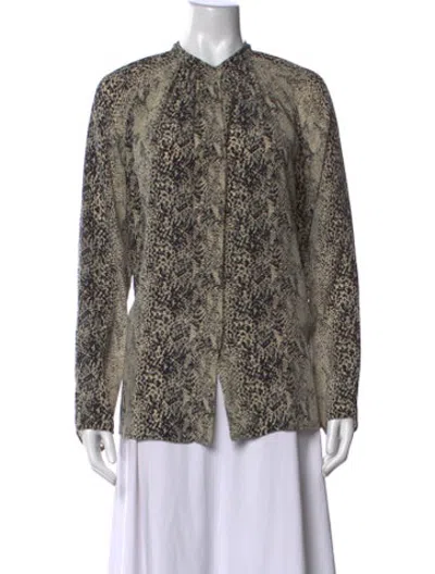 Pre-owned Lanvin Silk Animal Print Blouse In Neutrals