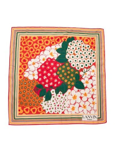 Pre-owned Lanvin Silk Floral Print Scarf In Orange