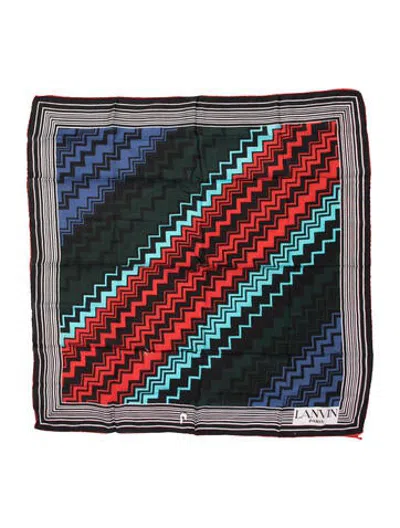 Pre-owned Lanvin Silk Striped Scarf In Black