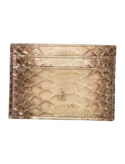 Pre-owned Lanvin Snakeskin Animal Print Card Holder In Neutrals