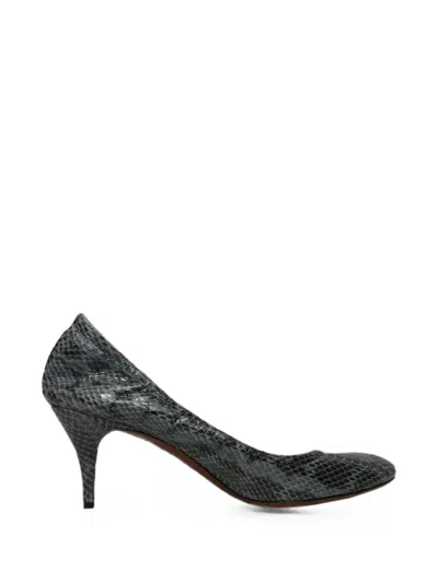 Pre-owned Lanvin Snake-skin Print Pumps In Grey