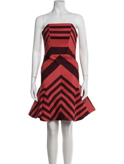 Pre-owned Lanvin Striped Mini Dress In Burgundy/red