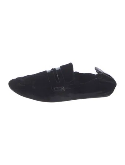 Pre-owned Lanvin Velvet Loafers In Black