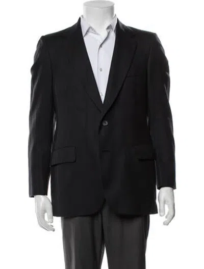 Pre-owned Lanvin Vintage Raw-edge Trim Blazer In Black