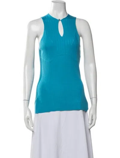Pre-owned Lanvin Virgin Wool Crew Neck Top W/ Tags In Blue
