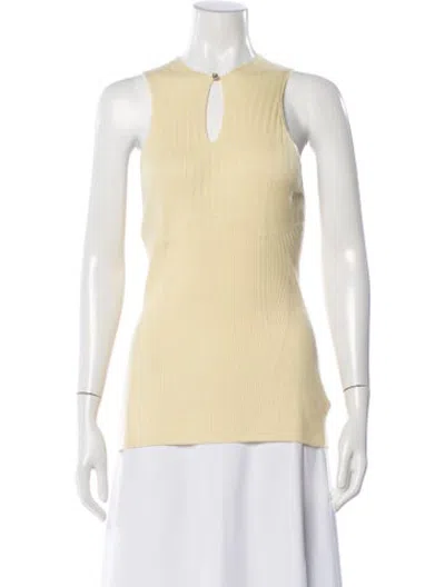 Pre-owned Lanvin Virgin Wool Crew Neck Top W/ Tags In Yellow