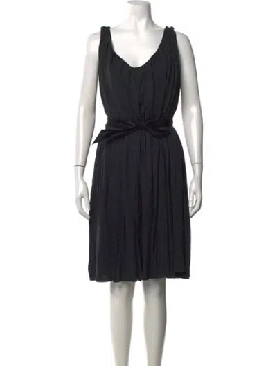 Pre-owned Lanvin Wool Knee-length Dress In Black