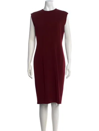 Pre-owned Lanvin Wool Knee-length Dress In Burgundy