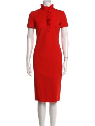 Pre-owned Lanvin Wool Knee-length Dress In Red