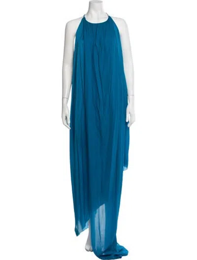 Pre-owned Lanvin Wool Long Dress In Blue
