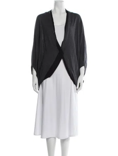 Pre-owned Lanvin Wool Open Front Sweater In Grey