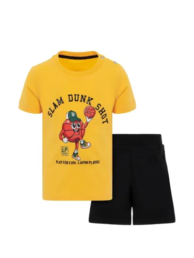 Lapin House Kids' Ribbed-trim Shorts Set In Yellow