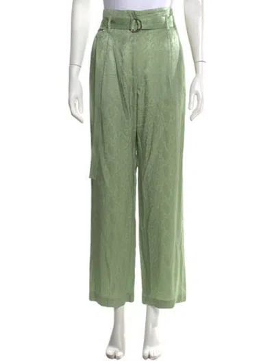 Pre-owned Lapointe Animal Print Wide Leg Pants In Green
