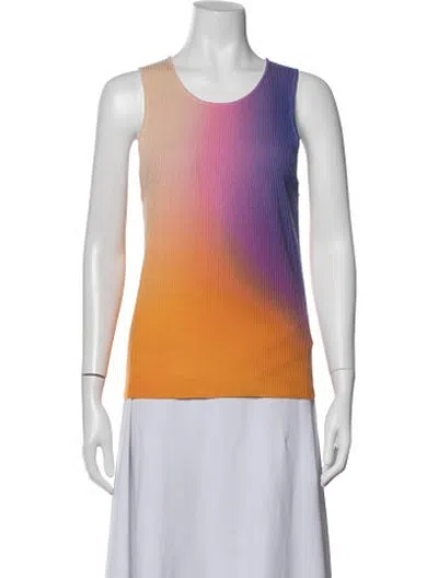 Pre-owned Lapointe Cashmere Colorblock Pattern Top In Orange